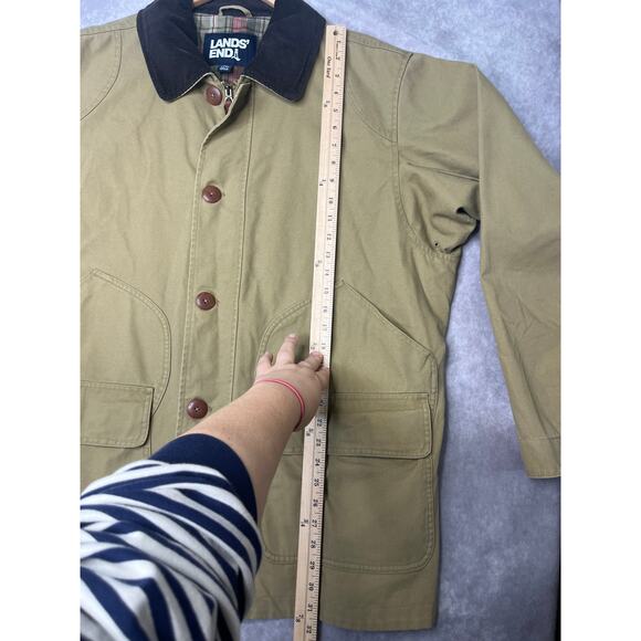 Lands' End Canvas Flannel Lined Corduroy Collar Tan Brown Chore Jacket Men's XL - Picture 11 of 11